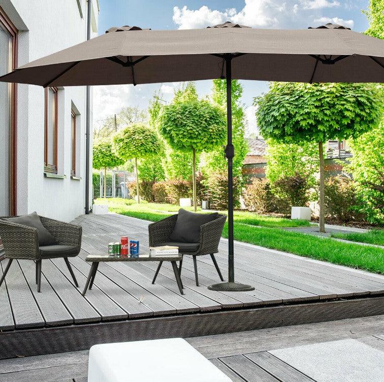 15 double-sided patio umbrella twin sun canopy 15 ft Double Sided Patio Umbrella Twin UV Shelter Canopy Green