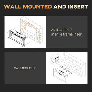 1500W Recessed and Wall Mounted Electric Fireplace Insert with Cryolite-Effect Rocks - Adler's Store