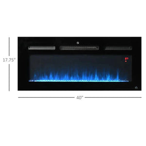 1500W Recessed and Wall Mounted Electric Fireplace Insert with Cryolite-Effect Rocks - Adler's Store