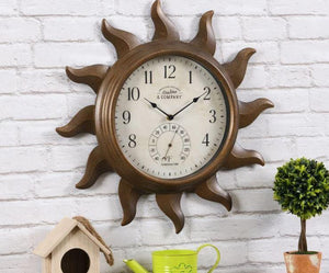 19 Inch Rustic Sun Style Metal Clock - Adler's Store