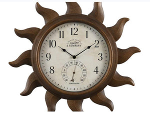 19 Inch Rustic Sun Style Metal Clock - Adler's Store