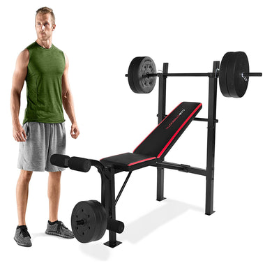 Weight Bench Combo Home Gym with 90lb Vinyl Weight Set and Leg Developer