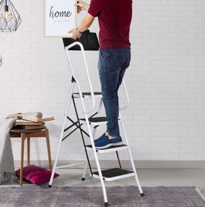 2-in-1 Folding Non-Slip 4 Step Ladder with Arm Rails - Adler's Store