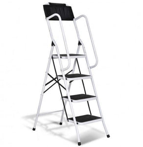 2-in-1 Folding Non-Slip 4 Step Ladder with Arm Rails - Adler's Store