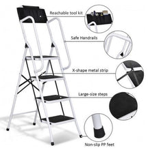 Load image into Gallery viewer, 2-in-1 Folding Non-Slip 4 Step Ladder with Arm Rails - Adler&#39;s Store
