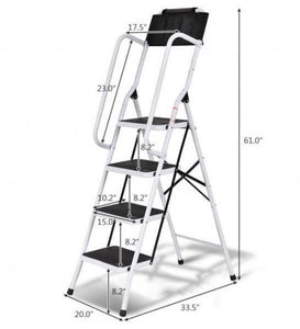 2-in-1 Folding Non-Slip 4 Step Ladder with Arm Rails - Adler's Store