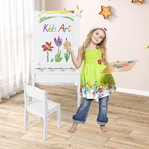 2-in-1 Kids Activity and Arts Table with Easel Set with 2 Chairs and 6 Storage Bins - Adler's Store