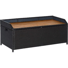 Load image into Gallery viewer, 2-in-1 Outdoor PE Rattan Wicker Storage Bench with Large Basket Assisted Open and Wooden Seat - Adler&#39;s Store