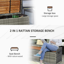 Load image into Gallery viewer, 2-in-1 Outdoor PE Rattan Wicker Storage Bench with Large Basket Assisted Open and Wooden Seat - Adler&#39;s Store