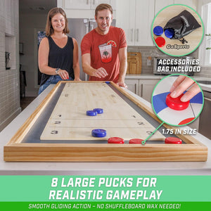 2 in 1 Table Top Shuffleboard and Curling Board Games with Sliding Pucks - Adler's Store