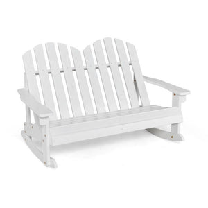 2-Person Outdoor Wooden Kids Adirondack Rocking Chair with Slatted Seat and High Backrest - Adler's Store