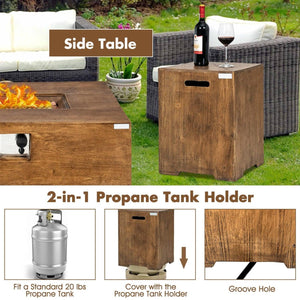 2 Piece Rustic Style 48 Inch 50K BTU Fire Pit Table Set with 20 Gallon Tank Side Table - Adler's Store