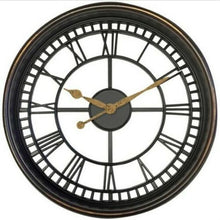 Load image into Gallery viewer, 20 Inch Black Wall Clock with Roman Numeral Dial and Glass Lens - Adler&#39;s Store