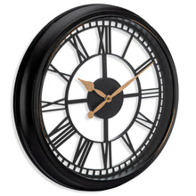 Load image into Gallery viewer, 20 Inch Black Wall Clock with Roman Numeral Dial and Glass Lens - Adler&#39;s Store
