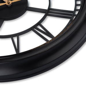 20 Inch Black Wall Clock with Roman Numeral Dial and Glass Lens - Adler's Store