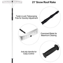 Load image into Gallery viewer, 21 Feet Aluminum Snow Roof Rake with Large Poly Blade and Twist-n-Lock Telescoping Handle - Adler&#39;s Store