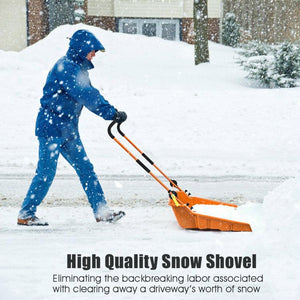 26 Inch Folding Snow Scoop with Large Capacity Ergonomic U-Handle and Wheels - Adler's Store