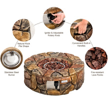 Load image into Gallery viewer, 28 Inch Propane Gas Fire Pit Patio Garden Volcanic Rock Finish with PVC Cover - Adler&#39;s Store