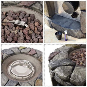 28 Inch Propane Gas Fire Pit Patio Garden Volcanic Rock Finish with PVC Cover - Adler's Store