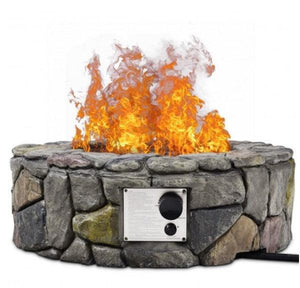 28 Inch Propane Gas Fire Pit Patio Garden Volcanic Rock Finish with PVC Cover - Adler's Store