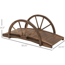 Load image into Gallery viewer, 3.3 Foot Wooden Garden Bridge with Half-Wheel Style Arc Railings Solid Fir Construction Footbridge