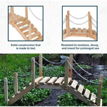 Load image into Gallery viewer, 3 Foot Cedar Wood Decorative Garden Arched Fairy Bridge with Side Rails - Adler&#39;s Store