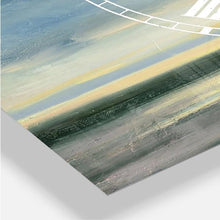 Load image into Gallery viewer, 3 Panels Analog Wall Clock Designart Blue Coastal Sunrise Cottage - Adler&#39;s Store
