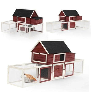 3-Part Wooden Chicken Coop with 2 Tier Hen House 2 Large Runs and Egg Box - Adler's Store