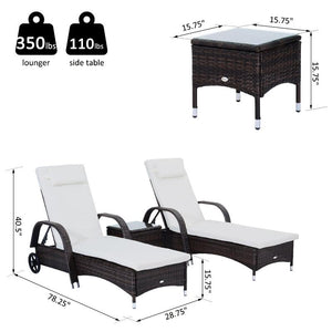 3 Piece Adjustable Outdoor Wicker Lounge Chair Set - Adler's Store