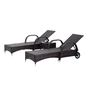 3 Piece Adjustable Outdoor Wicker Lounge Chair Set - Adler's Store