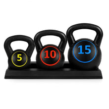 Load image into Gallery viewer, 3 Piece Kettlebell Weight Set Exercise Fitness with Storage Rack - Adler&#39;s Store