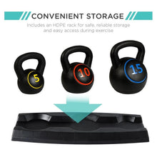 Load image into Gallery viewer, 3 Piece Kettlebell Weight Set Exercise Fitness with Storage Rack - Adler&#39;s Store