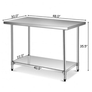 30 x 48 Inch Stainless Steel Food Preparation Table - Adler's Store
