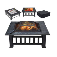 Load image into Gallery viewer, 32 Inch Outdoor Metal Fire Pit Square Stove With Mesh Cover - Adler&#39;s Store