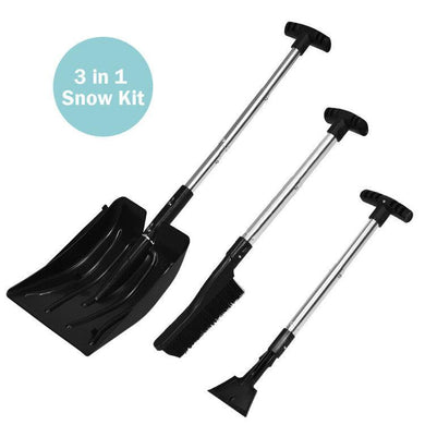35 Inch Telescoping Snow Shovel Multifunctional Set with Ice Scraper and Snow Brush - Adler's Store