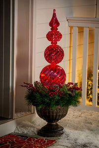 36 Inch Led Twinkling Shatterproof Wreath in Urn Finial Ornament - Adler's Store