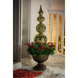 36 Inch Led Twinkling Shatterproof Wreath in Urn Finial Ornament - Adler's Store