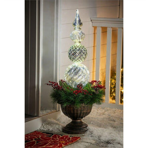 36 Inch Led Twinkling Shatterproof Wreath in Urn Finial Ornament - Adler's Store