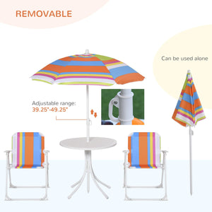 4-Piece Kids Portable Folding Table and Chair Set with Removable Adjustable Umbrella - Adler's Store