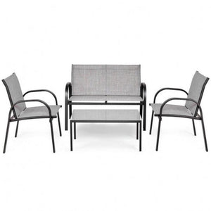 4 Piece Patio Furniture Set with Glass Top Coffee Table - Adler's Store
