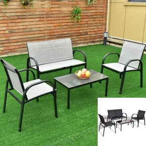 4 Piece Patio Furniture Set with Glass Top Coffee Table - Adler's Store