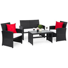 Load image into Gallery viewer, 4-Piece Wicker Conversation Patio Furniture Set with Tempered Glass Tabletop - Adler&#39;s Store
