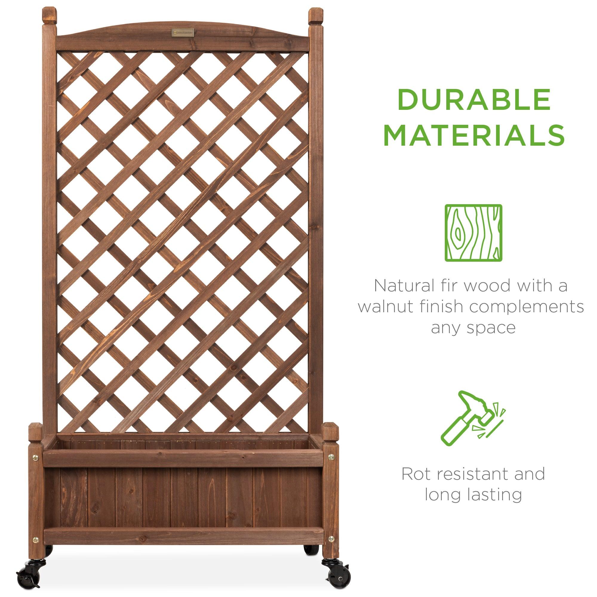 48 Inch Wooden Lattice Trellis and Planter Box
