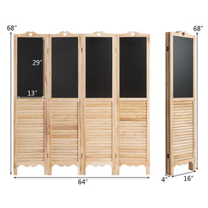 5.7Ft 4 Panel Wood Folding Divider With Blackboard - Adler's Store