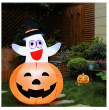 Load image into Gallery viewer, 5 Ft Happy Pumpkin and Ghost Inflatable Halloween Decor - Adler&#39;s Store