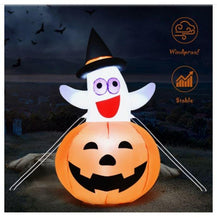 Load image into Gallery viewer, 5 Ft Happy Pumpkin and Ghost Inflatable Halloween Decor - Adler&#39;s Store