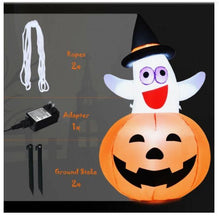 Load image into Gallery viewer, 5 Ft Happy Pumpkin and Ghost Inflatable Halloween Decor - Adler&#39;s Store