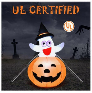 5 Ft Happy Pumpkin and Ghost Inflatable Halloween Decor - Adler's Store