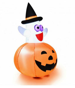 5 Ft Happy Pumpkin and Ghost Inflatable Halloween Decor - Adler's Store
