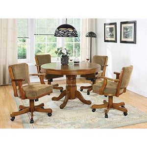 5 Piece 3-in-1 Poker Game Table Entertainment Dining Set With 4 Upholstered Chairs - Adler's Store